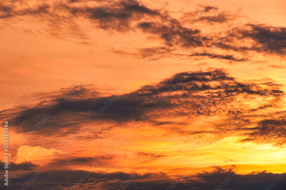 Beautiful dramatic sky and clouds in the sunset
