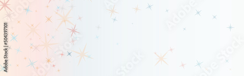 Background with Faint yellow on the left side fades to white blank copy space. Stars in light pastel colors gradually go from soft colors to very light on right side.