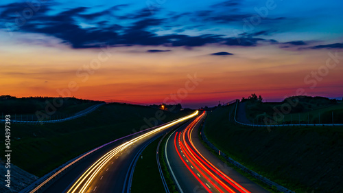 lights of cars with night. long exposure