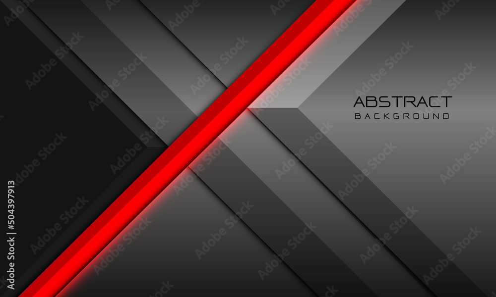 Abstract red line neon light slash on grey metal geometric with blank space design modern futuristic technology background vector Abstract red line neon light slash on grey metal geometric with blank space design modern futuristic technology background vector
