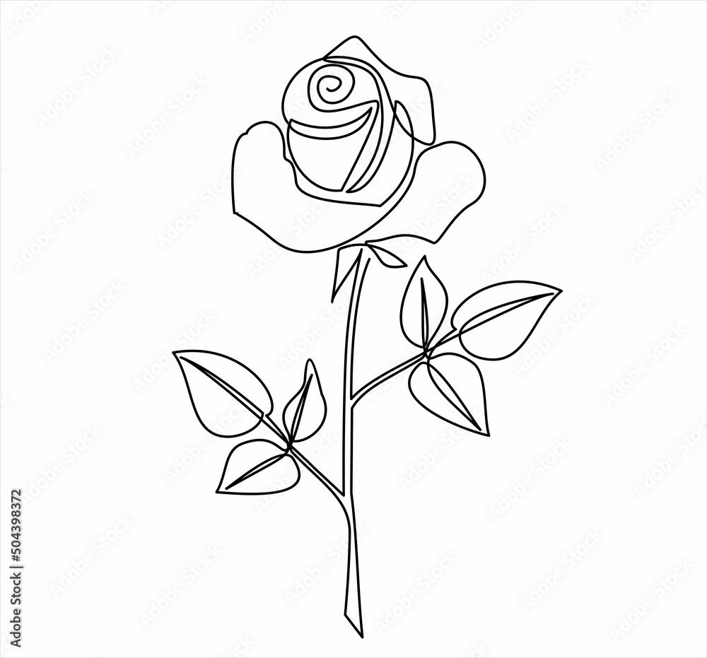 Rose flower one line drawing art. Continuous line drawing. Abstract minimal flora Rose flower one line drawing art. Continuous line drawing. Abstract minimal flora