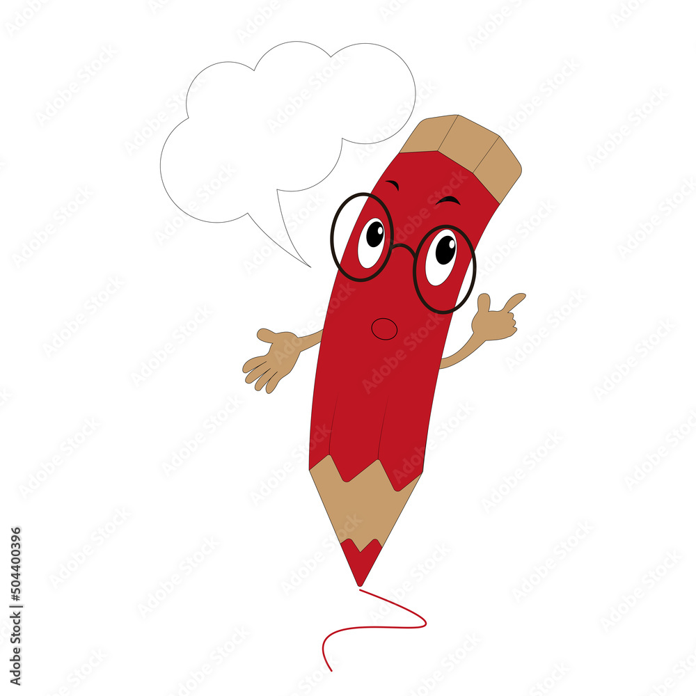 Cartoon red penсil от white background Cartoon red penсil от white background