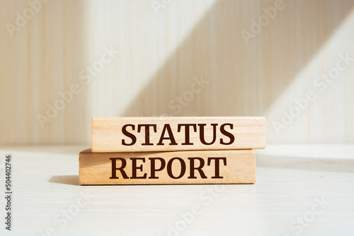 Wooden blocks with words 'Status Report'. Business concept