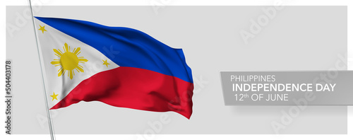 Philippines happy independence day greeting card, banner vector illustration