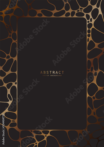 Luxury golden minimalistic geometric A4 template. Black premium abstract background design with elegant gold neurographic pattern and curved lines for invitation, brochure, card or notebook cover