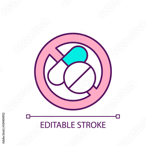 Non pharmaceutical treatment RGB color icon. Alternative medicine methods. Stop drug addiction. Isolated vector illustration. Simple filled line drawing. Editable stroke. Arial font used