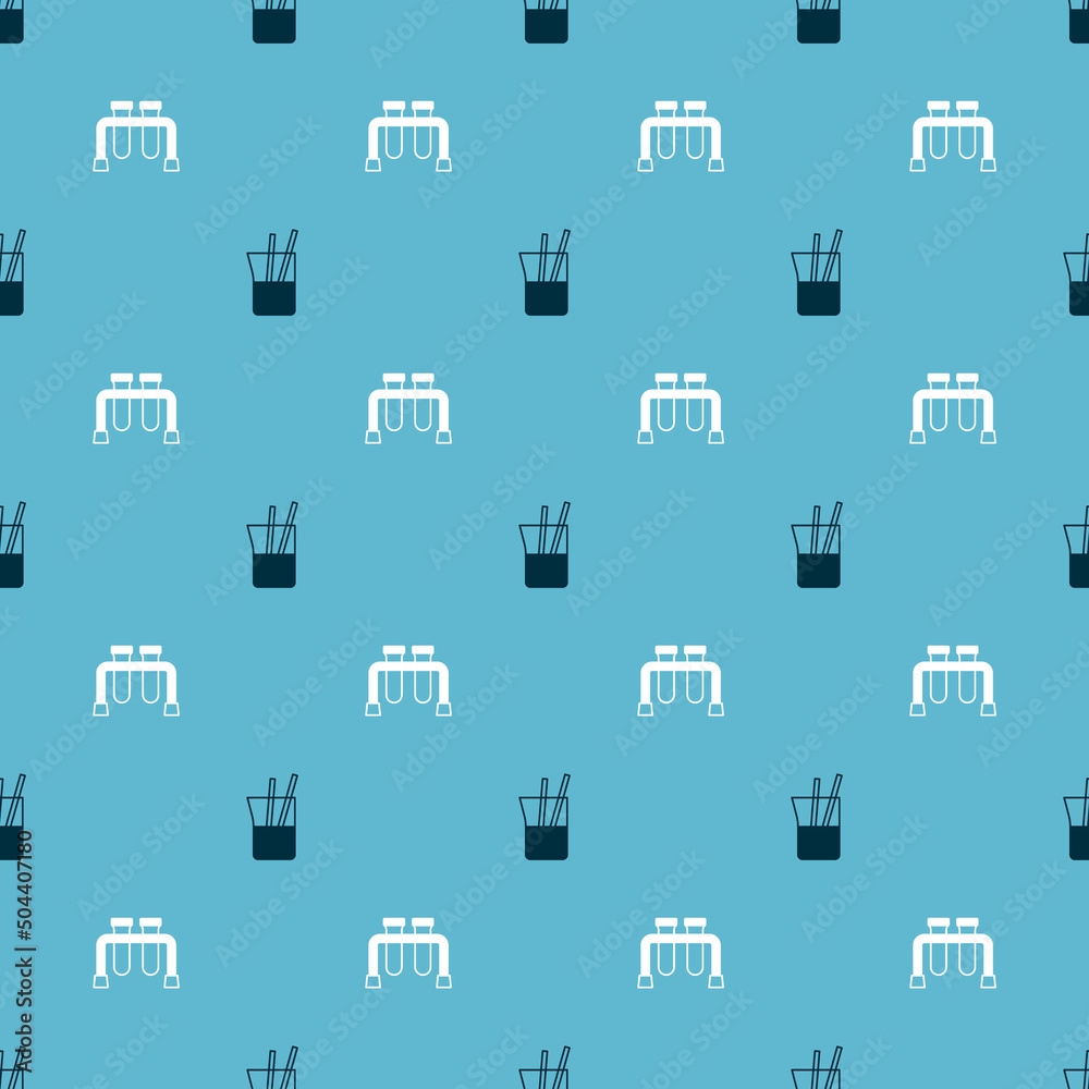 Set Laboratory glassware and Test tube on seamless pattern. Vector Set Laboratory glassware and Test tube on seamless pattern. Vector