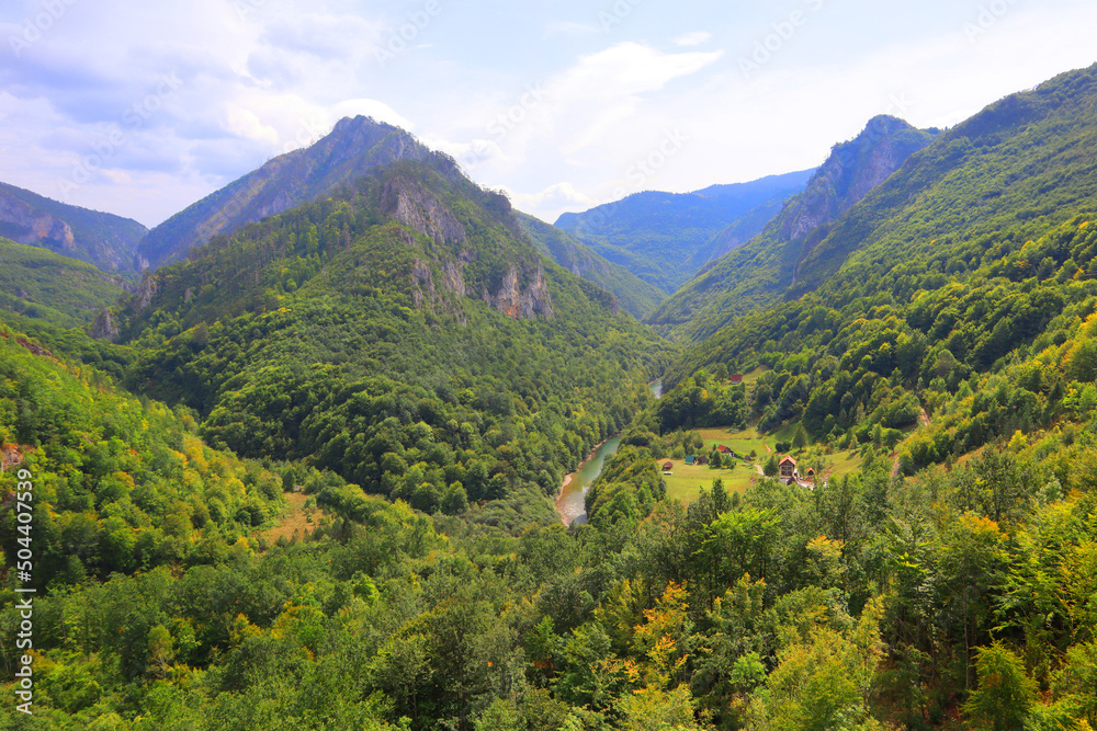 Landscape with mountains near river Tara in Montenegro
