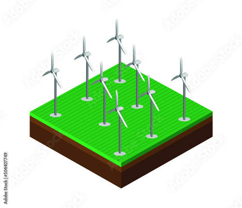 Modern flat wind turbine concept for website and web design. Wind turbine icon sign on white background.