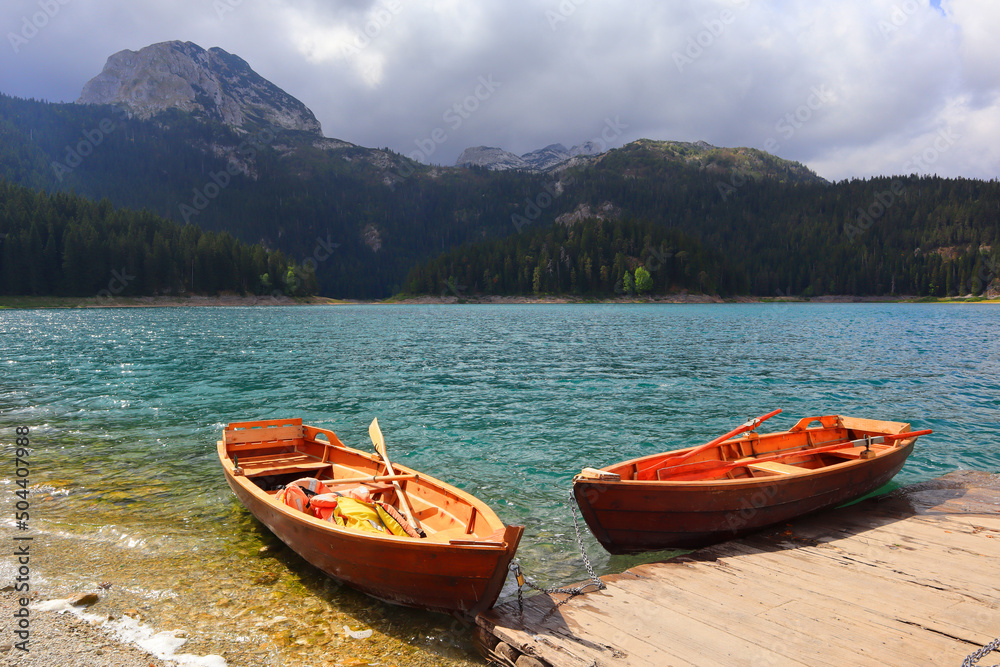 Boats on Black Lake in Durmitor National Park in Montenegro
Boats on Black Lake in Durmitor National Park in Montenegro
