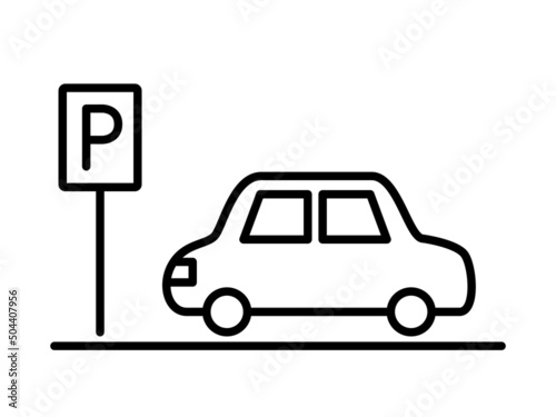 パーキング 自動車 イラスト アイコン 線画