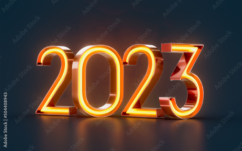 happy new year 2023 neon glowing leaser light holiday carnival festival party banner 3d render happy new year 2023 neon glowing leaser light holiday carnival festival party banner 3d render