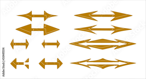 A set of bronze metal reversible hands with gleaming facets. Vector.