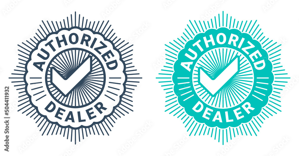 Fototapeta premium Authorized Dealer stamp with check mark