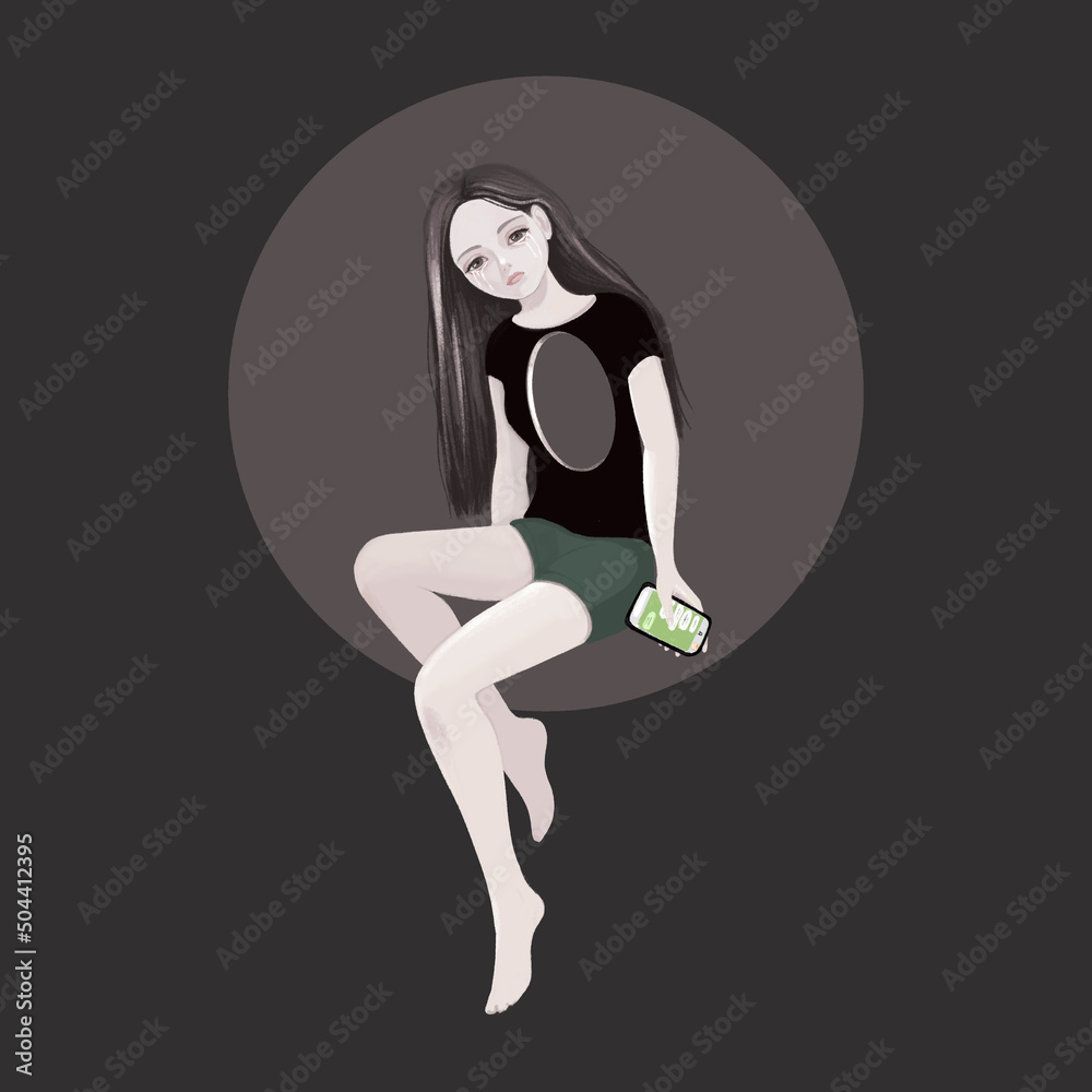 Ghosting - silhouette of crying female Ghosting - silhouette of crying female