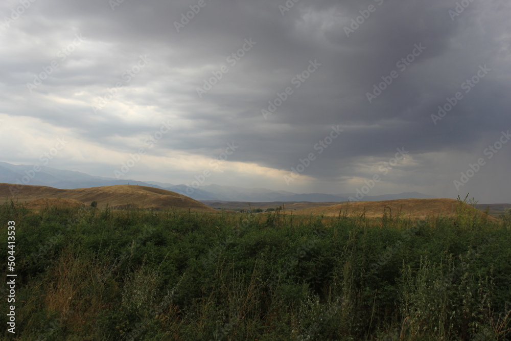 clouds over the field