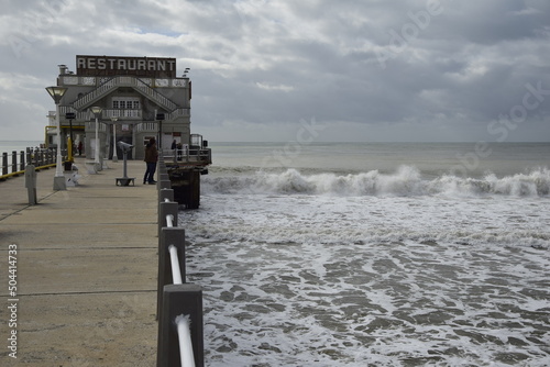 Mar del Plata, Argentina - 16 march 2017: Front view of Mar del Plata restaurant on an old concrete pier. Mar del Plata Buenos Aires