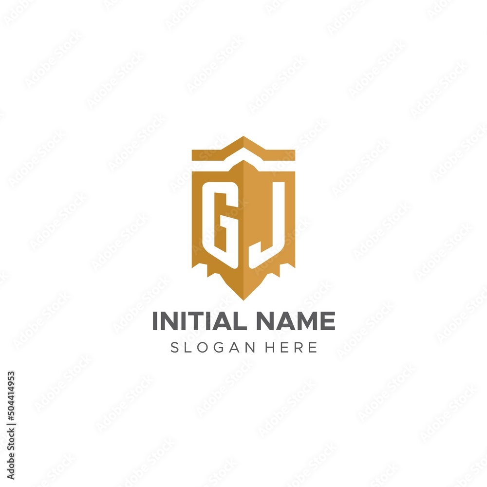 Monogram GJ logo with shield geometric shape, elegant luxury initial ...