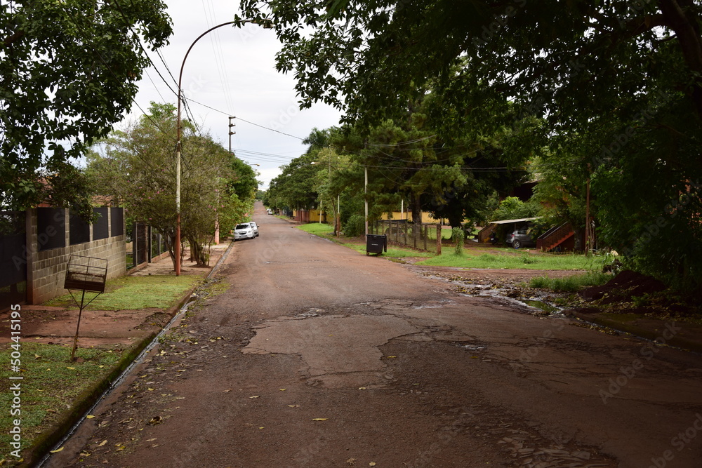 Empty streets in Puerto Iguazu Argentina.