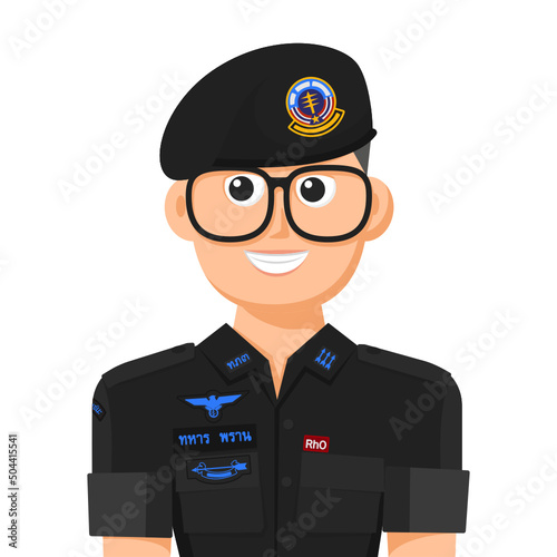 Thailand black army ranger in simple flat vector. personal profile icon or symbol. people graphic design vector illustration.