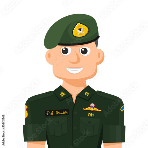 Thailand military student in simple flat vector. personal profile icon or symbol. people graphic design vector illustration.
