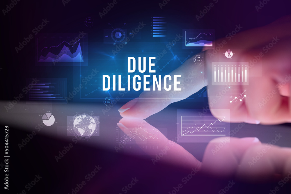 Finger touching tablet with business graphs and icons concept Finger touching tablet with business graphs and icons concept