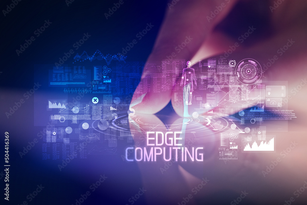 Finger touching tablet with web technology icons concept Finger touching tablet with web technology icons concept