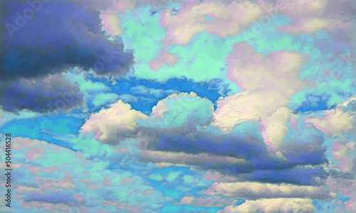 abstract painting sky background with clouds. vector illustration