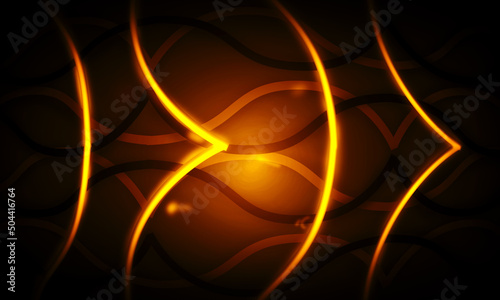 Fire neon effect, high temperature wires, abstract art, dark background with light, bright yellow