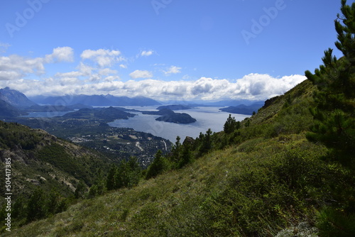 San Carlos de Bariloche is a city in the Argentinian province of Rio Negro. view of the lake and the city of Bariloche