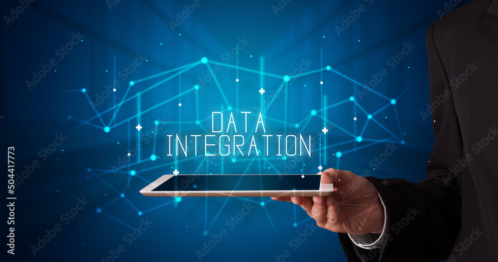 Fototapeta premium Person holding tablet, security concept