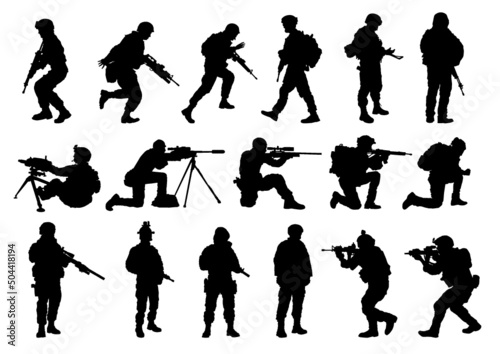 silhouettes of soldiers photo