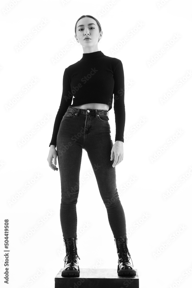 Fototapeta premium beautiful young woman posing on white background