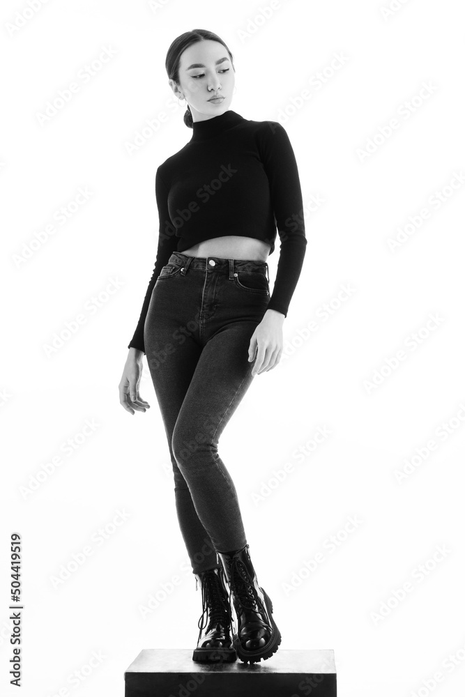 beautiful young woman posing on white background beautiful young woman posing on white background