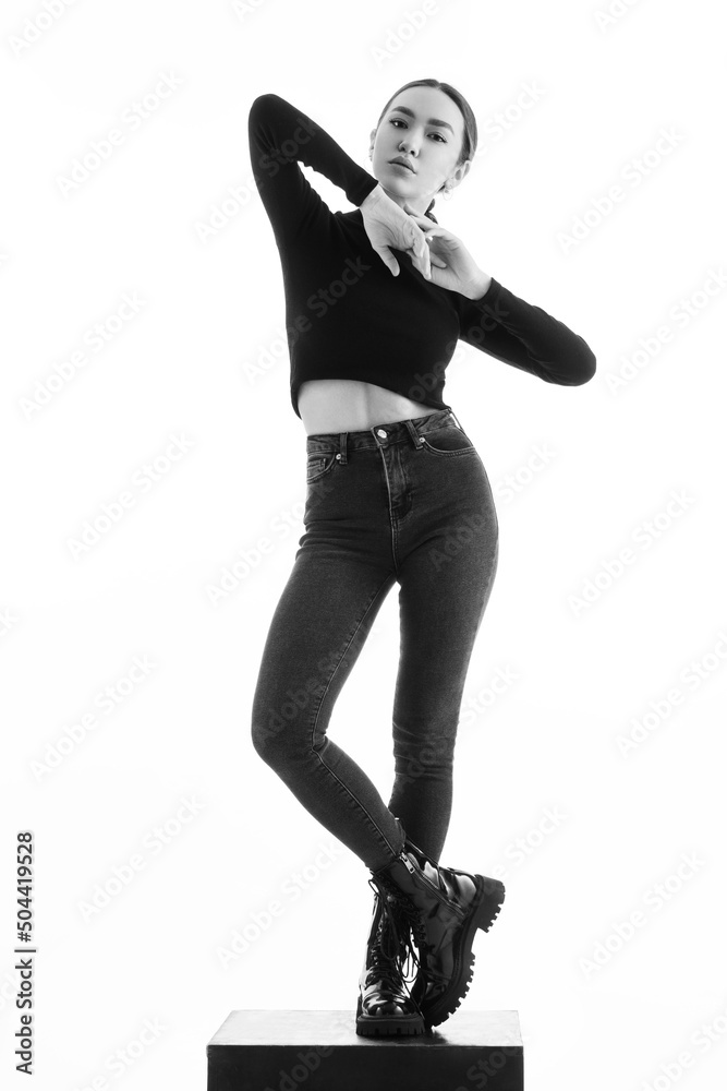beautiful young woman posing on white background beautiful young woman posing on white background