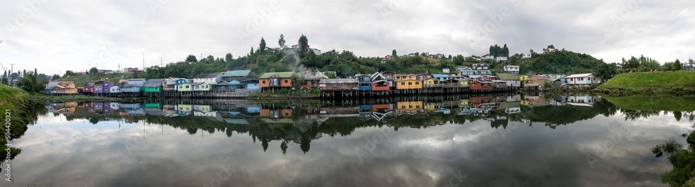 Houses on stilts (palafitos) in Castro, Chiloe Island, Patagonia, Chile Houses on stilts (palafitos) in Castro, Chiloe Island, Patagonia, Chile