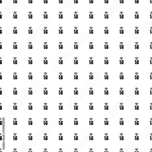 Square seamless background pattern from geometric shapes. The pattern is evenly filled with big black 5G symbols. Vector illustration on white background