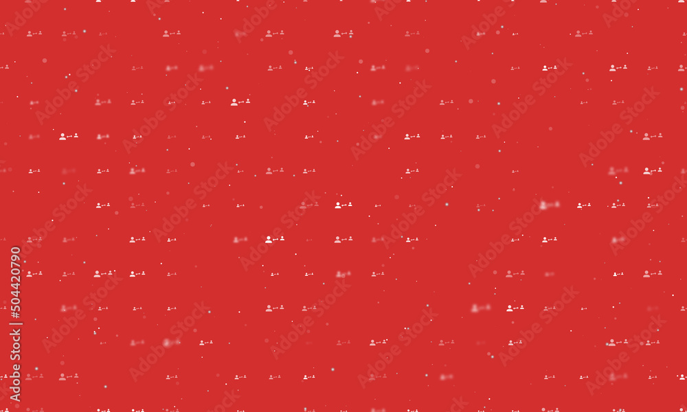 Seamless background pattern of evenly spaced white social distance symbols of different sizes and opacity. Vector illustration on red background with stars Seamless background pattern of evenly spaced white social distance symbols of different sizes and opacity. Vector illustration on red background with stars