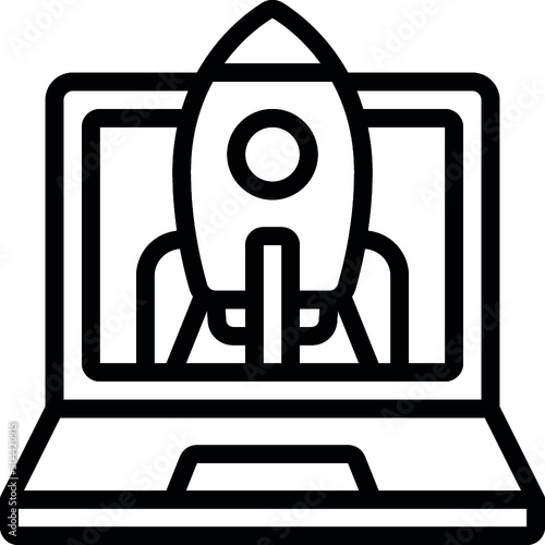 Rocket Launch Laptop Icon