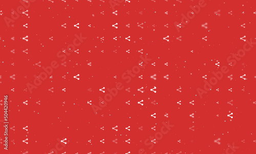 Seamless background pattern of evenly spaced white share symbols of different sizes and opacity. Vector illustration on red background with stars