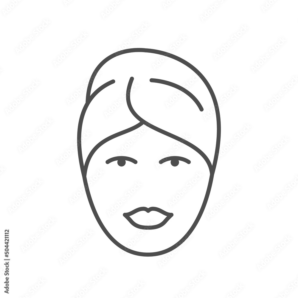 Woman face with towel line icon