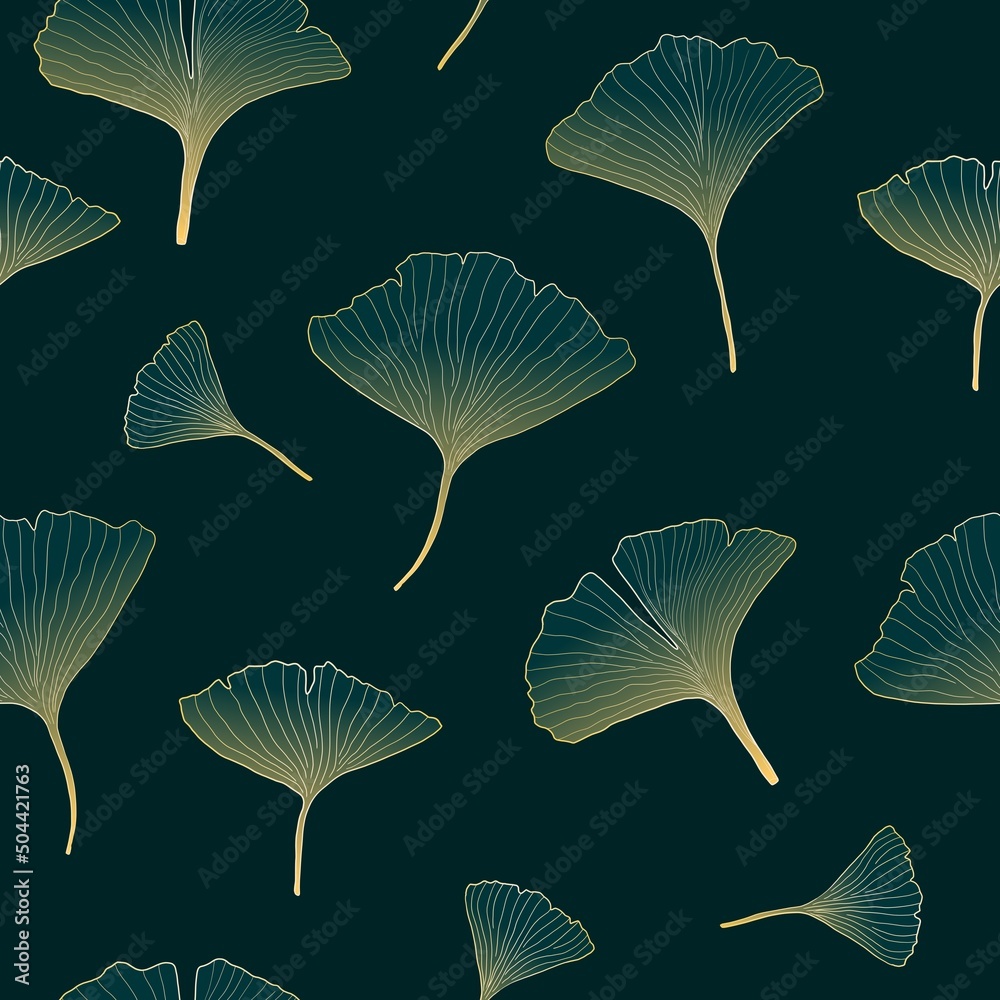 Ginkgo biloba leaves seamless pattern Ginkgo biloba leaves seamless pattern