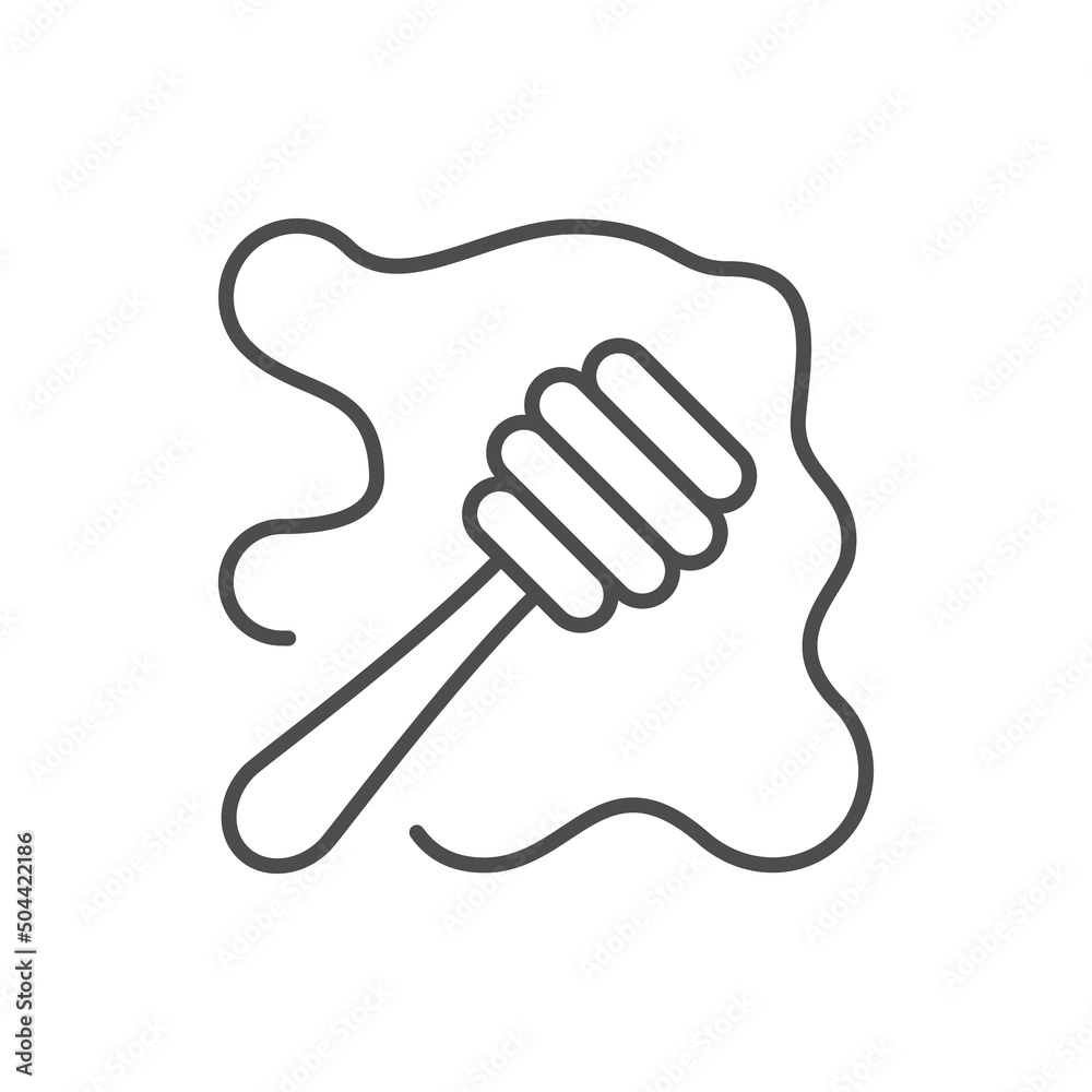 Honey with dipper line icon