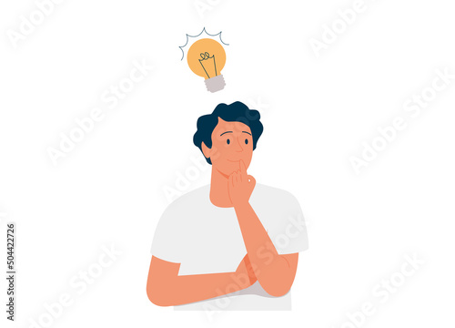 Think outside the box, light bulb in a head, Idea, brainstorming, dreaming creativity.