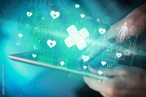 Wallpaper Mural Close-up of a touchscreen with healthcare icons Torontodigital.ca