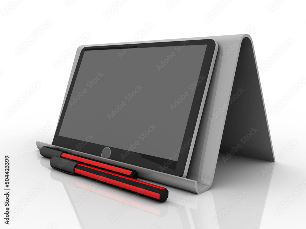 3d rendering Tablet computer with pen
3d rendering Tablet computer with pen