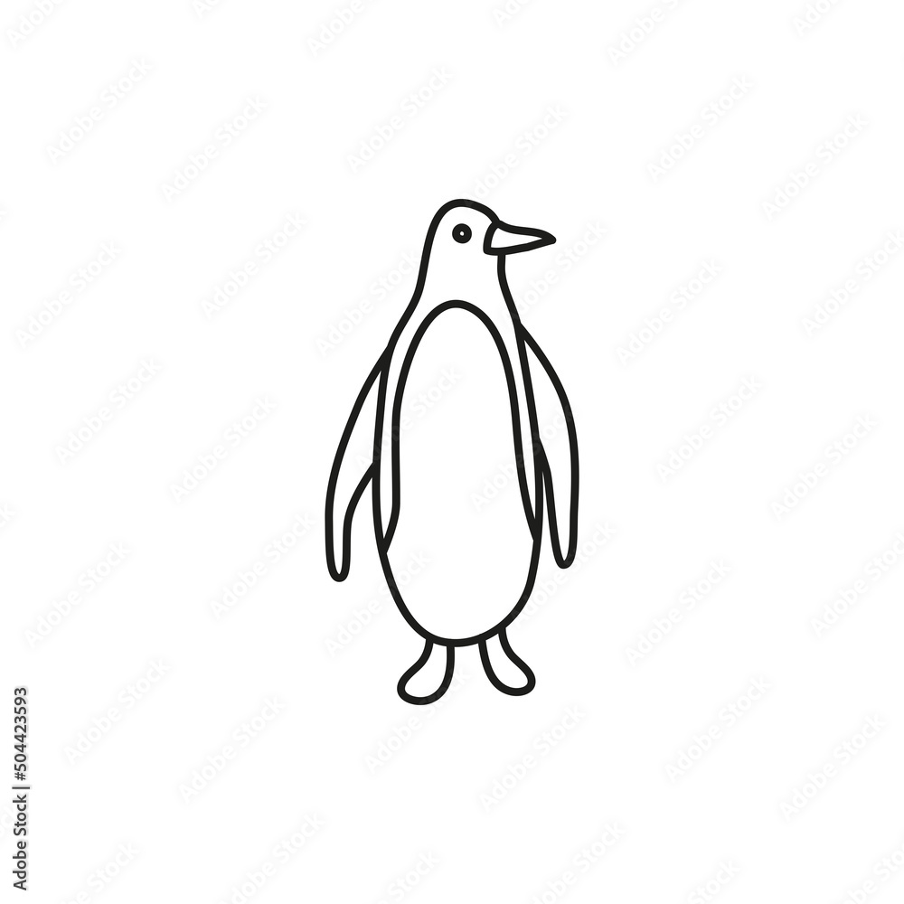 Fototapeta premium Doodle outline penguin.