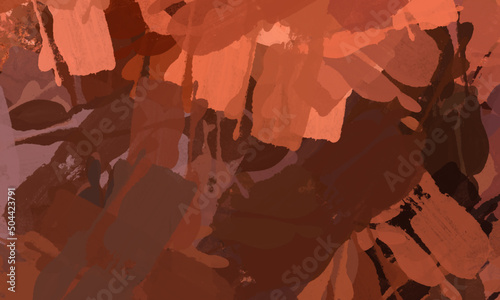 grunge brush strokes. abstract brush strokes acrylic paint. Brown, orange and beige Abstract Art Painting.