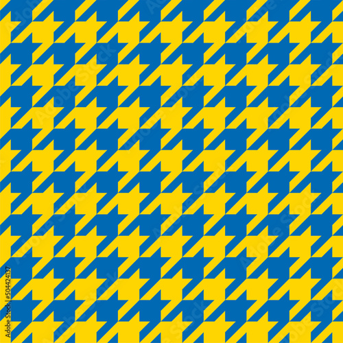 Houndstooth Seamless Pattern in Blue and Yellow colors. Vector Tileable Background.