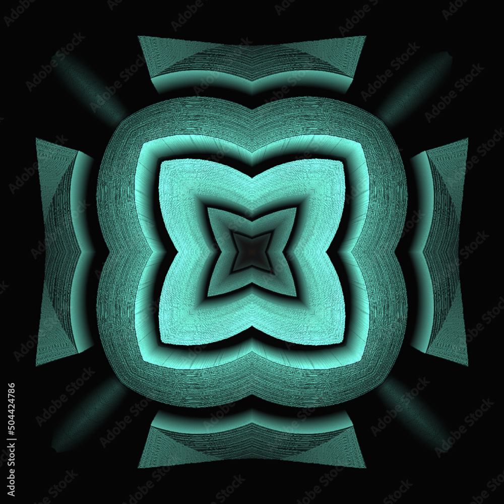 Fototapeta premium Shining blue light ornament design texture details black background
